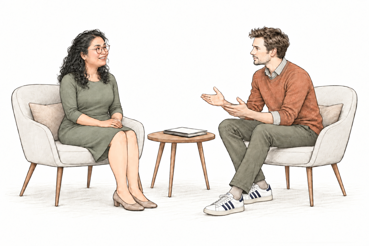 Twee mensen in een coachgesprek